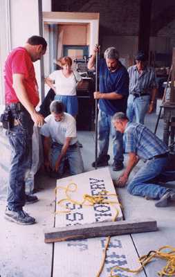 The tiled entryway to Jess' Confectionery, established in 1915 and later becoming The Oasis, was saved from demolition and moved to the Museum for permanent placement. Volunteers have been the mainstay of this Museum from its inception.