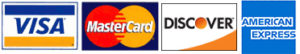 We accept VISA, MasterCard, Discover, and American Express